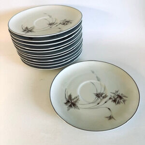 Heinrich-H&C Sepia White/Platinum Trim Saucer Plate (1) Floral Germany